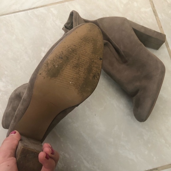 Steve Madden Edit Taupe Suede High Heel Mid-Calf Boots Size 8 - Picture 6 of 8